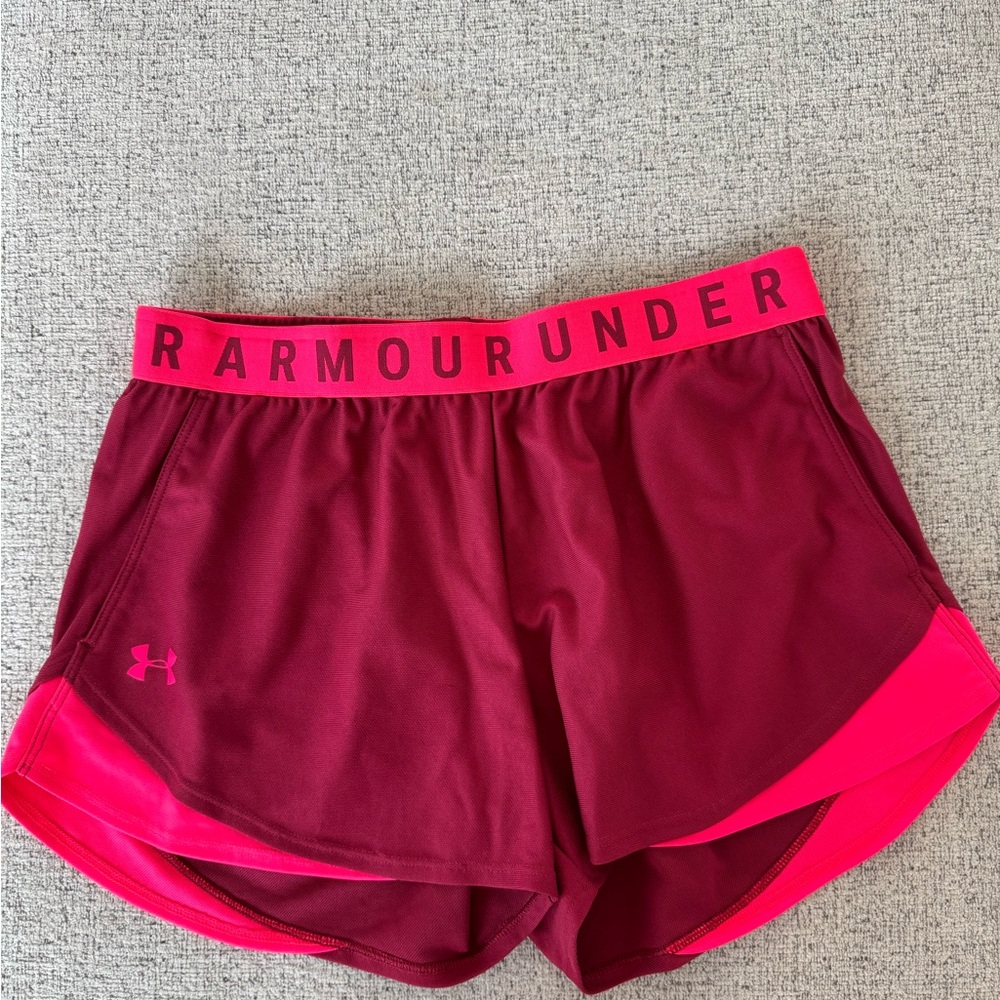 Under Armour Women's Burgundy and Pink Athletic Shorts
